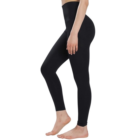 Black Fleece Lined Buttery Soft Leggings Tights - Picture 1 of 4